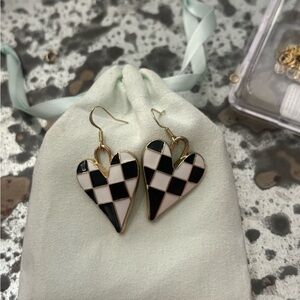 Checkered Heart Earrings